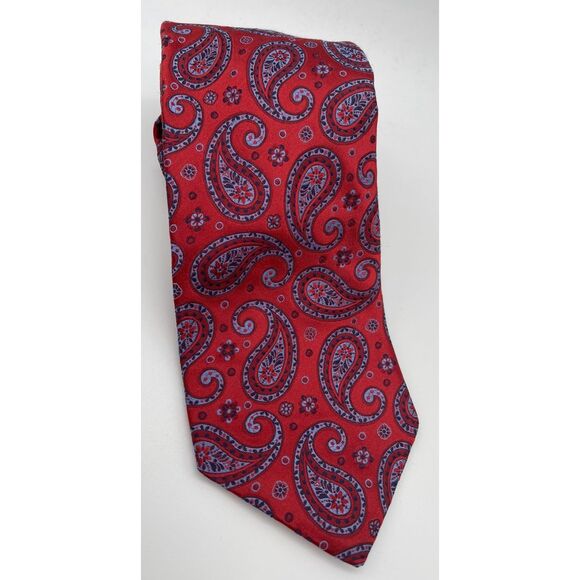 HART SCHAFFNER MARX Men's 100% Silk Necktie USA Designer‎ PAISLEY Red NEW - Picture 1 of 5